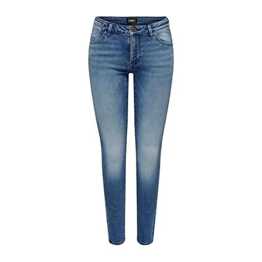 Only onlcarmen reg sk cut coin dnm gen429noos jeans, blu medio (denim blu medio), 28w x 32l donna