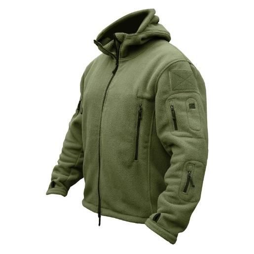 Kombat UK felpa da uomo military army combat recon con cappuccio, felpa con zip giacca (torace = 106,7 cm - 111,8 cm, verde oliva)