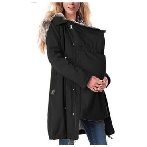 FufIZU felpe del portare cappuccio di maternità comodo multifunzione giacca portabebè 2 in 1 in pile con zip felpe con cappuccio maternità stile canguro, 002, m