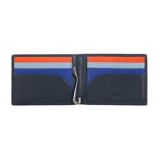 DuDu portafoglio da uomo con clip fermasoldi, piccolo portafoglio sottile compatto con protezione rfid, porta carte di credito e zip posteriore navy