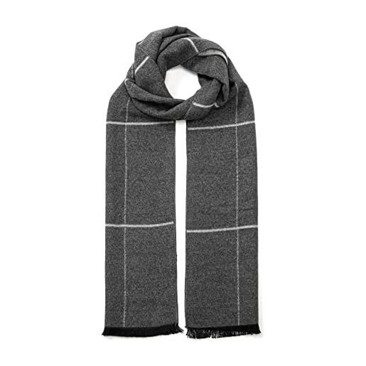 tonten sciarpa invernale classica da uomo in lana australiana sciarpe a righe leggere lavorate a maglia a quadri caldi con confezione regalo (grigio)
