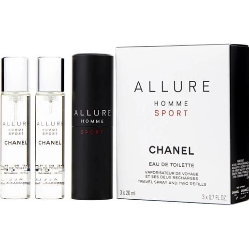 Chanel allure homme sport - edt 20 ml (flacone ricaricabile) + ricarica (2 x 20 ml) 60 ml