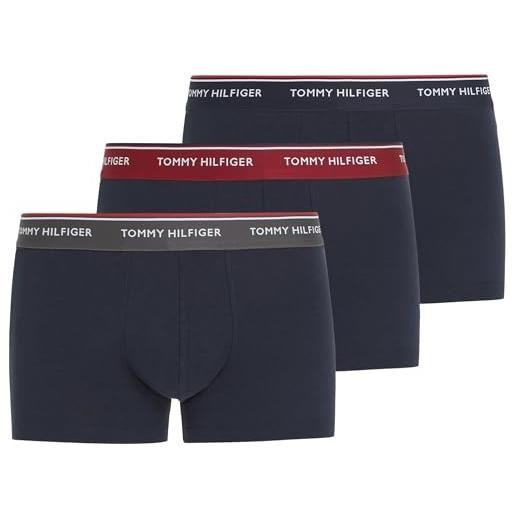 Tommy Hilfiger 3p wb trunk, boxer uomo, ds sky/dark ash/rouge, xl
