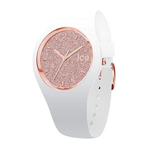 Ice-watch - ice glitter white rose-gold - orologio bianco da donna con cinturino in silicone - 001350 (medium)