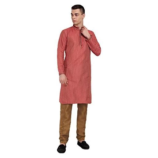 SKAVIJ uomo seta d'arte kurta pigiama set indiani indossano partito abiti nero_s