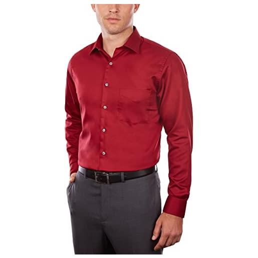 Van Heusen abito camicie vestibilità regolare lux rasatello stretch tinta unita elegante, rosso, 42 cm collo 86 cm-89 cm manica uomo