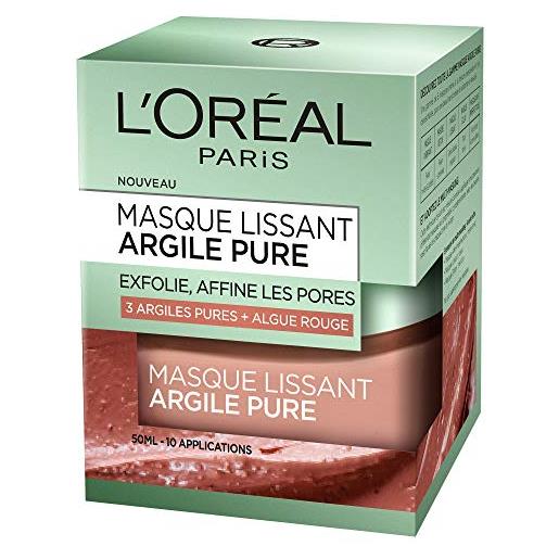 L'Oréal Paris - maschera per viso a base di argilla/alga rossa, con effetto lisciante ed esfoliante, 50 ml