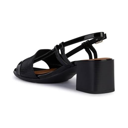 Geox d new marykarmen a, sandalo con tacco donna, nero, 37 eu