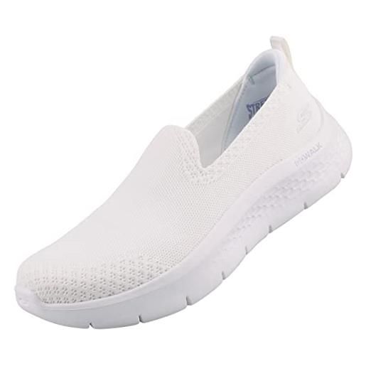 Skechers go walk flex bright summer, sneaker donna, white textile/trim, 43 eu