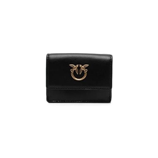 Pinko wallet micro vitello morbido, accessori da viaggio-portafogli donna, z99q, nero-antique gold, u