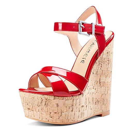 Castamere scarpe col tacco donna moda sandali con zeppa plateau wedge high heels bianco pelle verniciata scarpe eu 38