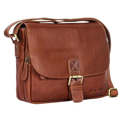 STILORD 'lucian' borsello uomo borsetta donna stile vintage in pelle borsa piccola a tracolla in cuoio a5 per tablet i. Pad da 10.1', colore: cognac-marrone