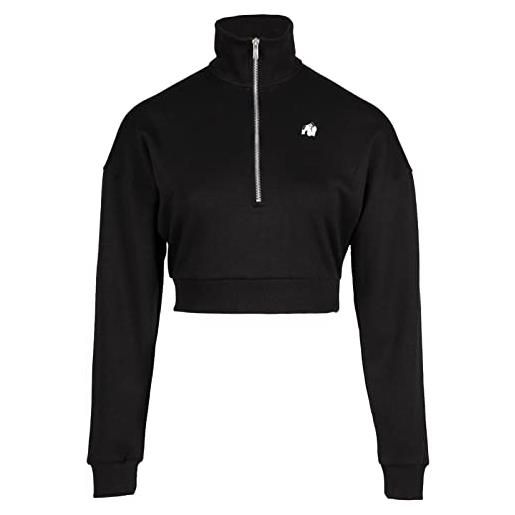 GORILLA WEAR ocala cropped half-zip sweatshirt - black - m
