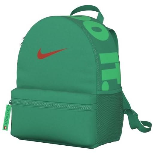 Nike y nk brsla jdi mini bkpk zaino, verde stadio/verde shock/rosso picante, taglia unica unisex-bambini e ragazzi