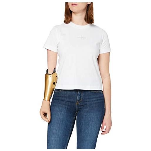 Calvin Klein Jeans monogram logo tee maglietta, bright white, xs donna