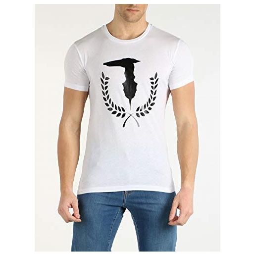 Trussardi t-shirt maglietta uomo manica corta girocollo cotone regular fit jeans articolo 52t00330, w001 bianco - white, m