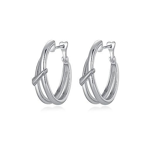 PHNIBIRD orecchini donna orecchini cerchio design a doppio anello semplice orecchini neri regalo donna 30mm