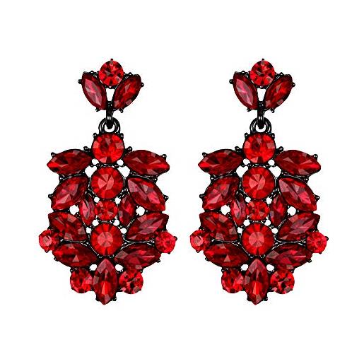 EVER FAITH orecchini cristallo austriaco vintage stile sposa bride lampadario pendente orecchini rosso nero-fondo
