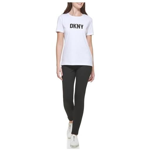 DKNY sportswear w3276cna, s/s logo tee t-shirt, white, xs da donna