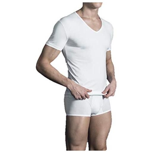 PEROFIL - 4seasons new - t-shirt collo v profondo art. 24189 cotone elasticizzato (bianco, 7/xxl)