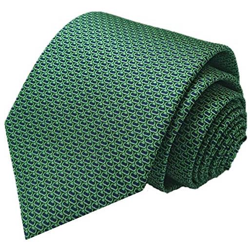 Top Tie cravatta sartoriale pura seta stampata fatta a mano l'alta qualità italiana personalizzabile con iniziali ricamate (larghezza punta 8,5 cm classica, st3)