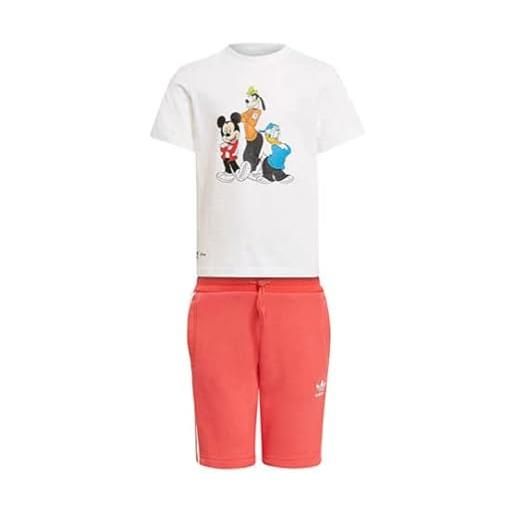 adidas short tee set tuta da ginnastica, top: white bottom: core pink s17, 7-8a unisex-bambini