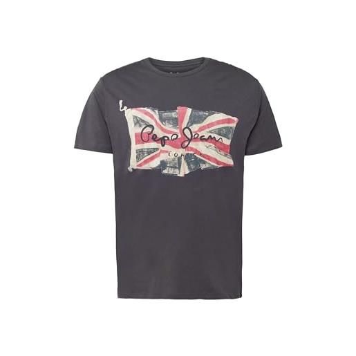 Pepe Jeans flag logo n, t-shirt uomo, nero (washed black), s