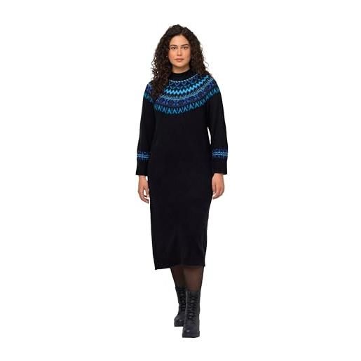 Ulla popken abito in maglia norvegese vestito, blu notte, 56-58 donna