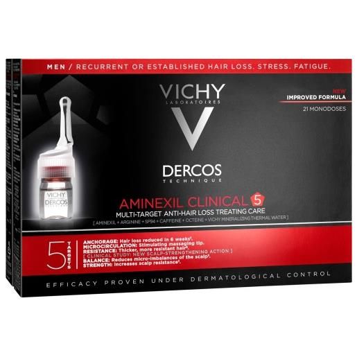 VICHY dercos technique aminexil intensive 5 uomo trattamento anticaduta 21 fiale