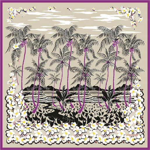 Longchamp foulard di seta 90 fiori hawaiani