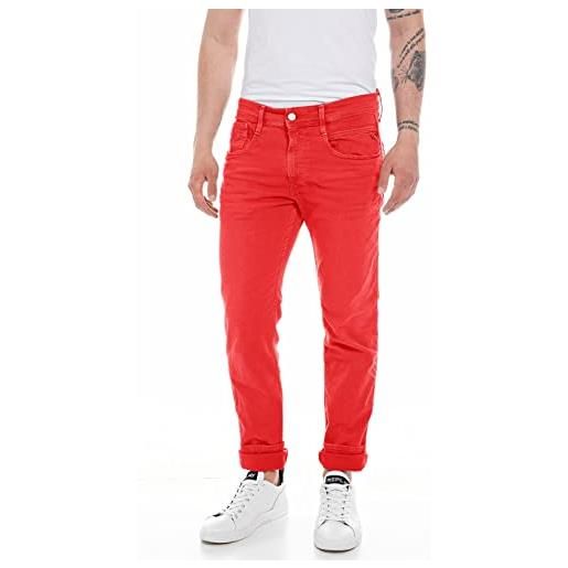REPLAY jeans uomo anbass slim fit elasticizzati, rosso (red 054), w40 x l34
