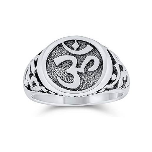Bling Jewelry spiritual religious yogi symbol sanskrit aum ohm om signet ring per le donne per gli uomini ossidato. 925 sterling silver