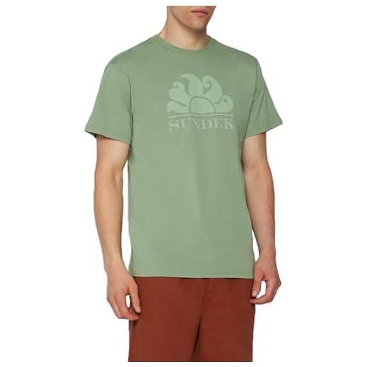 SUNDEK t-shirt uomo m021tej780t green dust logo stemma cotone manica corta pe23 xl