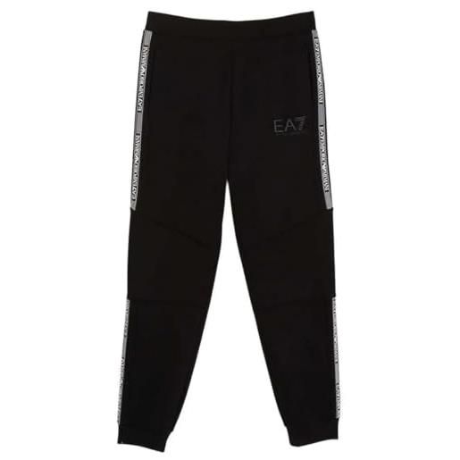 EA7 pantalone sportivo nero da bambino con dettaglio logo tape 8 a
