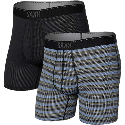 Saxx Underwear - set 2 boxers traspiranti - quest boxer brief fly 2pk sunrise stripe black ii per uomo - taglia s, m, l, xl - grigio