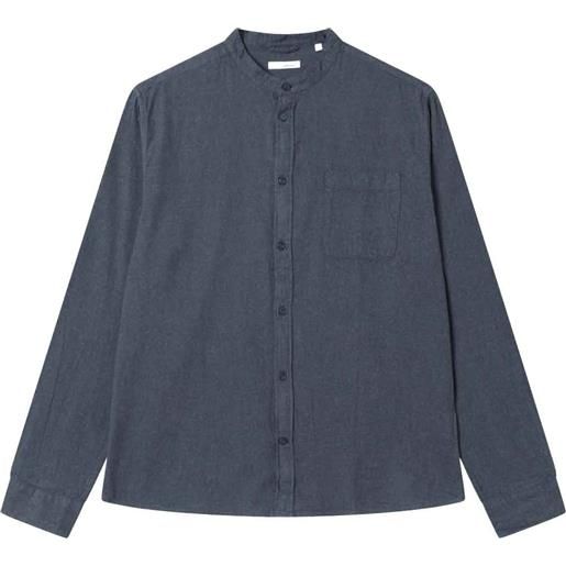 Knowledge Cotton Apparel - chemise en coton organique - regular fit melangé flannel stand collar shirt total eclipse per uomo in cotone - taglia s, xl - blu navy