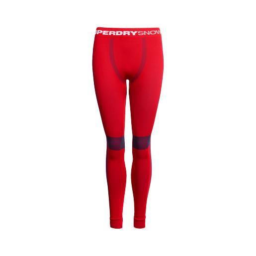 Superdry - calzamaglia termica - seamless baselayer leggings hike red per uomo - taglia xl - rosso