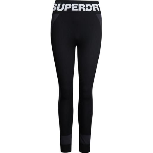 Superdry - collant termici - seamless baselayer leggings black per donne - taglia s\/m, l\/xl - nero