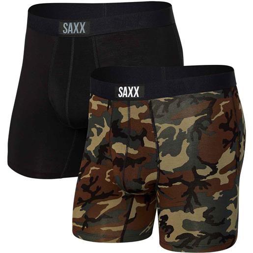 Saxx Underwear - seti di 2 boxers comodi - vibe super soft bb 2pk black wood camo per uomo - taglia s - marrone