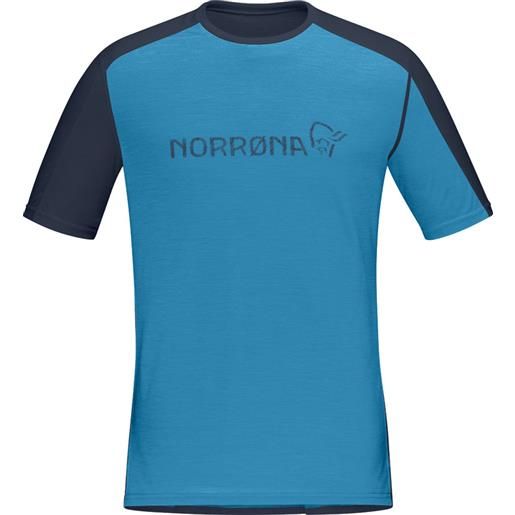 Norrona - t-shirt in lana merino - falketind equaliser merino t-shirt m's hawaiian surf/indigo night per uomo in poliestere riciclato - taglia s, m, l, xl - blu