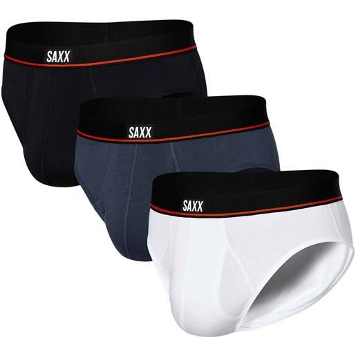 Saxx Underwear - set 3 slip - nonstop str ctn brief 3pk black deep navy white per uomo in cotone - taglia l - nero