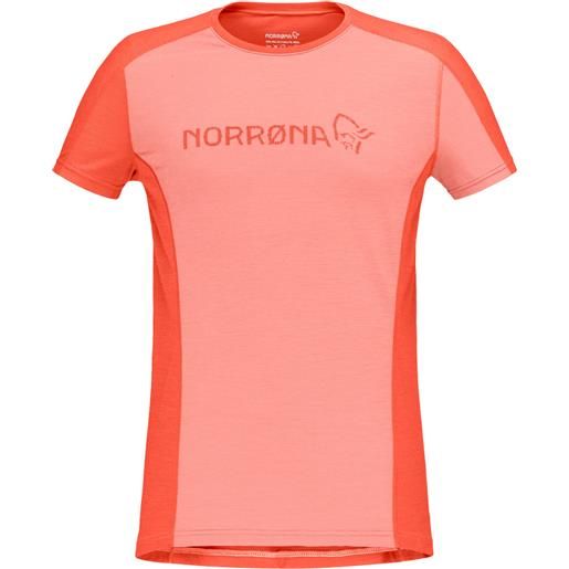 Norrona - t-shirt in lana merino - falketind equaliser merino t-shirt w's peach amber/orange alert per donne - taglia xs, s, m - arancione
