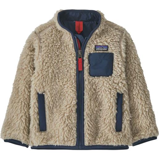 Patagonia - giacca in pile con finitura antivento - baby retro-x jkt natural w/new navy in pelle - taglia bambino 2a - blu navy