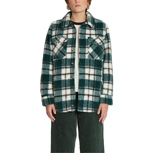 Volcom - camicia pesante vintage - silent sherpa jacket dark pine per donne - taglia m, l - verde