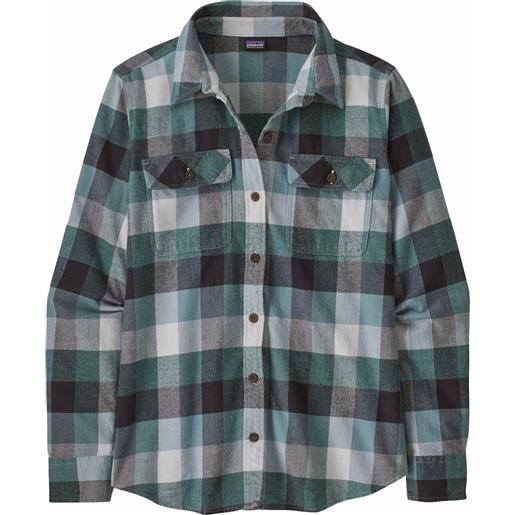 Patagonia - camicia spessa in cotone - w's l/s organic cotton mw fjord flannel shirt guides nouveau green per donne in cotone - taglia s - verde