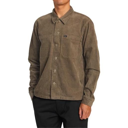 Rvca - sovracamicia in velluto a coste - amer corduroy overshirt jacket monogram shadow per uomo in cotone - taglia l, xl - marrone