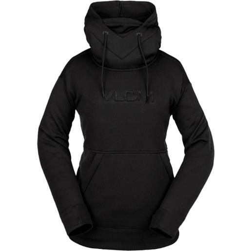 Volcom - pile impermeabile con cappuccio - riding hydro hoodie black per donne - taglia s, m - nero