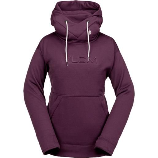 Volcom - pile impermeabile con cappuccio - riding hydro hoodie blackberry per donne - taglia s, m - rosso