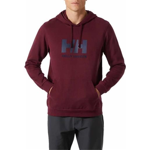 Helly-Hansen - felpa con cappuccio in cotone biologico - hh logo hoodie hickory per uomo in cotone - taglia s, m, l, xl - bordeaux