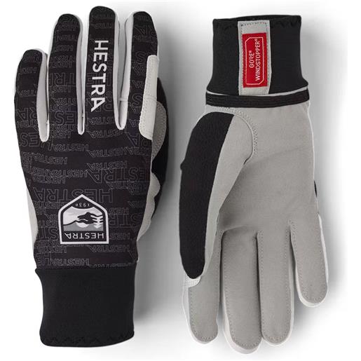 Hestra - guanti da sci di fondo in pelle - glove windstopper active grip black print - taglia 8,9,10 - nero